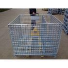 foldable lockable wire mesh transport metal storage wire mesh pallet cage